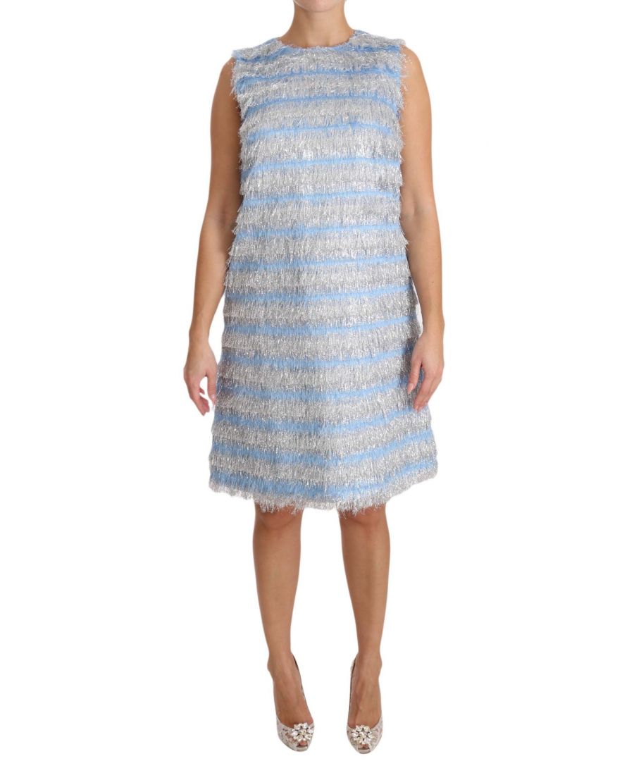 Image for Dolce & Gabbana Light Blue Silver Shift Gown Dress