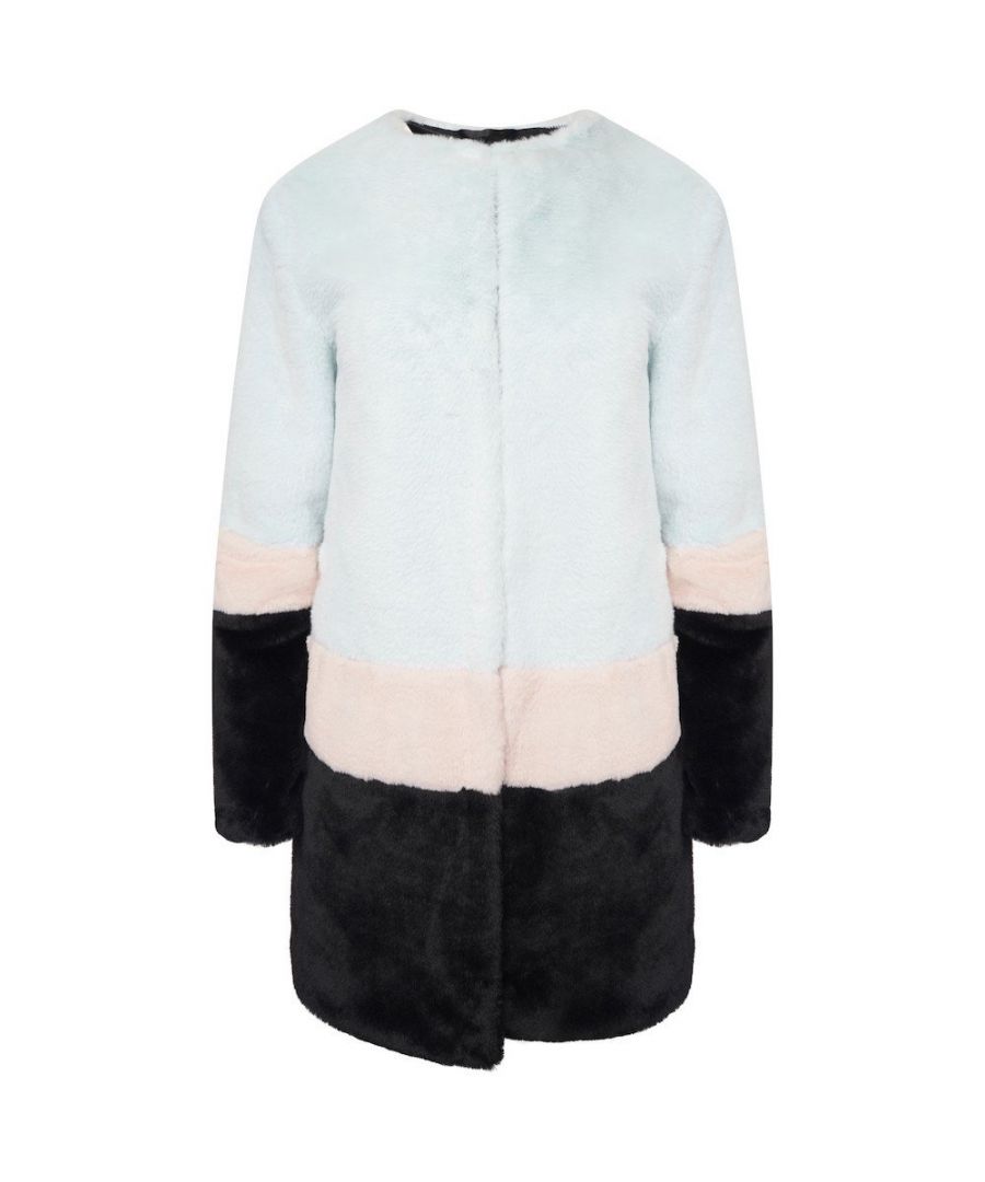 This super soft faux fur coat adds a playful twist to your wardrobe with soft pastel colours. Made from polyester, this cute and cosy coat is so soft that you'd be forgiven for thinking it's made from the real deal.
