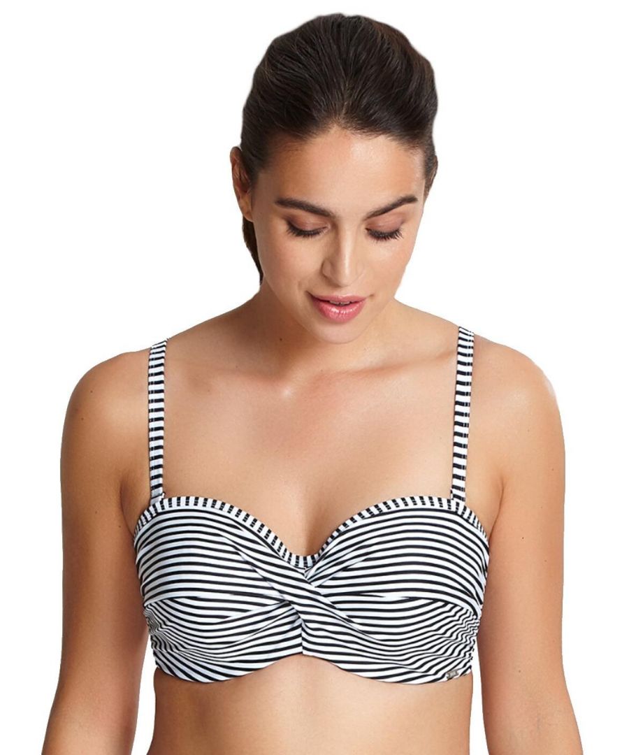 Panache Womens Anya Stripe Bandeau Bikini Top - Black - Size 30DD