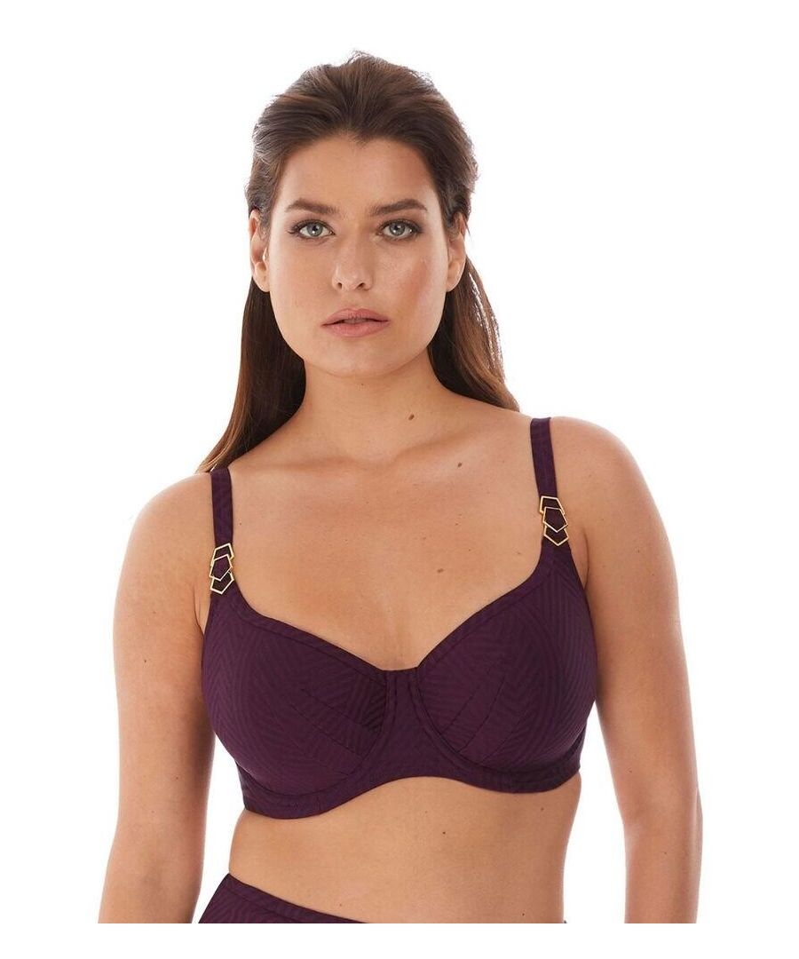 Fantasie Womens 6901 Long Island Vino Balcony Bikini Top - Purple Nylon - Size 34DD