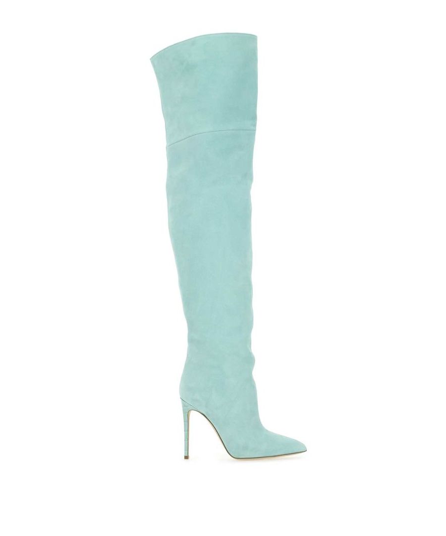 Sea green suede boots