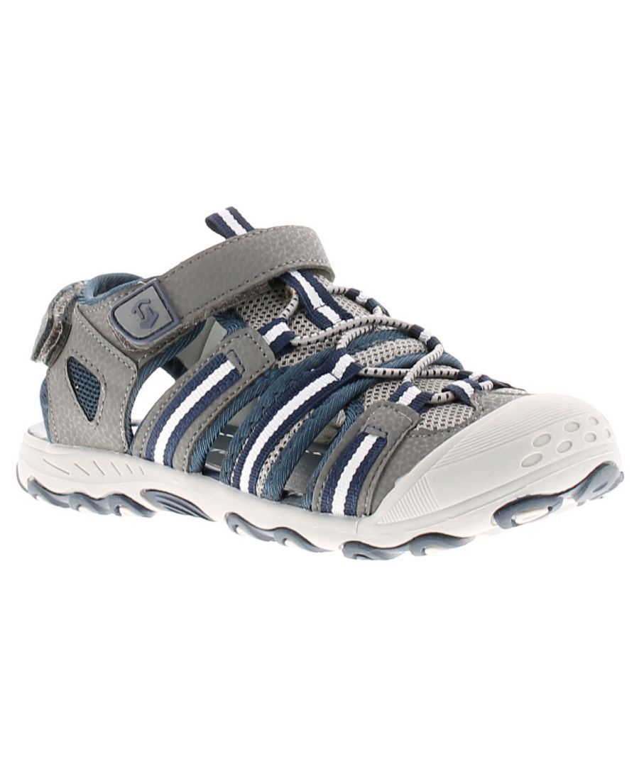 Rockstorm Meteor Younger Boys Sandals Grey. Fabric / Manmade Upper. Fabric Lining. Synthetic Sole. Younger Boys Childs Comfort Casual Adventure Sandal.