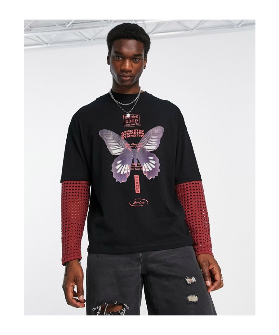 T-Shirts & Vests by ASOS DESIGN Act casual Layered design Crew neck Graphic print to chest Oversized fit Sold by Asos