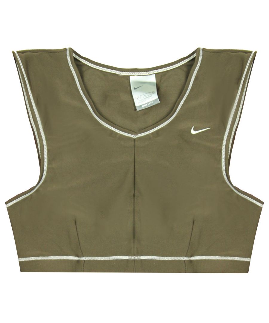 Nike Dri-Fit Sports Bra Fitness V-Neck Brown Sleeveless Training Top 222665 204