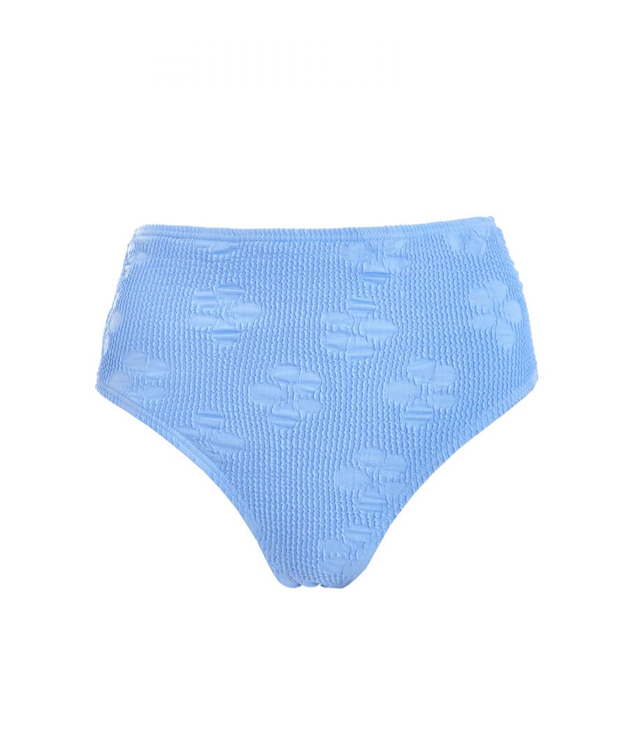 Quiz Womens Blue Crinkle High Waist Bikini Bottoms - Light Blue - Size Small