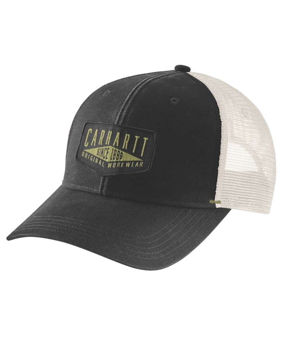 *Sizing Note* Carhartt are more generously sized, you may need to consider dropping down a size from your traditional workwear clothing. Carhartt Canvas Cap With Graphic Patch And Mesh Back