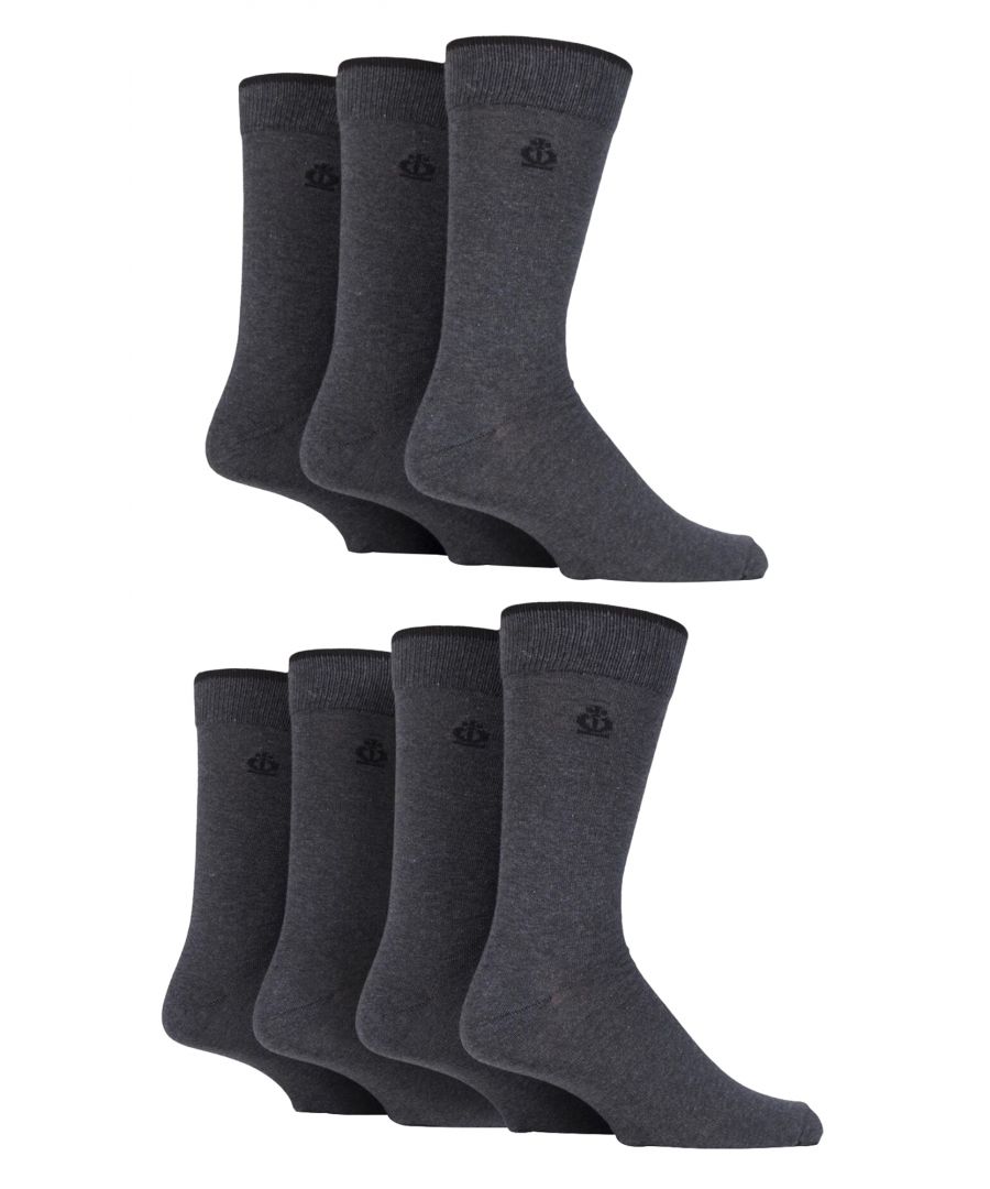 jeff banks - 7 pack mens cotton rich dress socks for everyday wear - charcoal - size uk 7-11