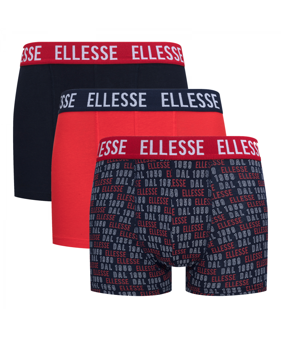 Image for Ellesse Men’s Muxel 3 Pack Underwear Trunks Blue / Red / Multi