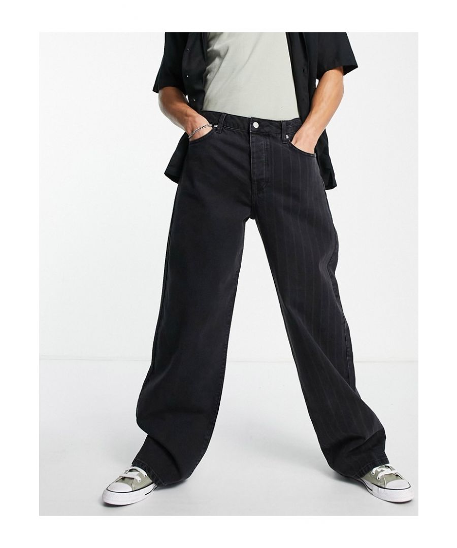 Jeans by Topman Pinstripe design Regular rise Belt loops Five pockets Baggy fit Sold by Asos