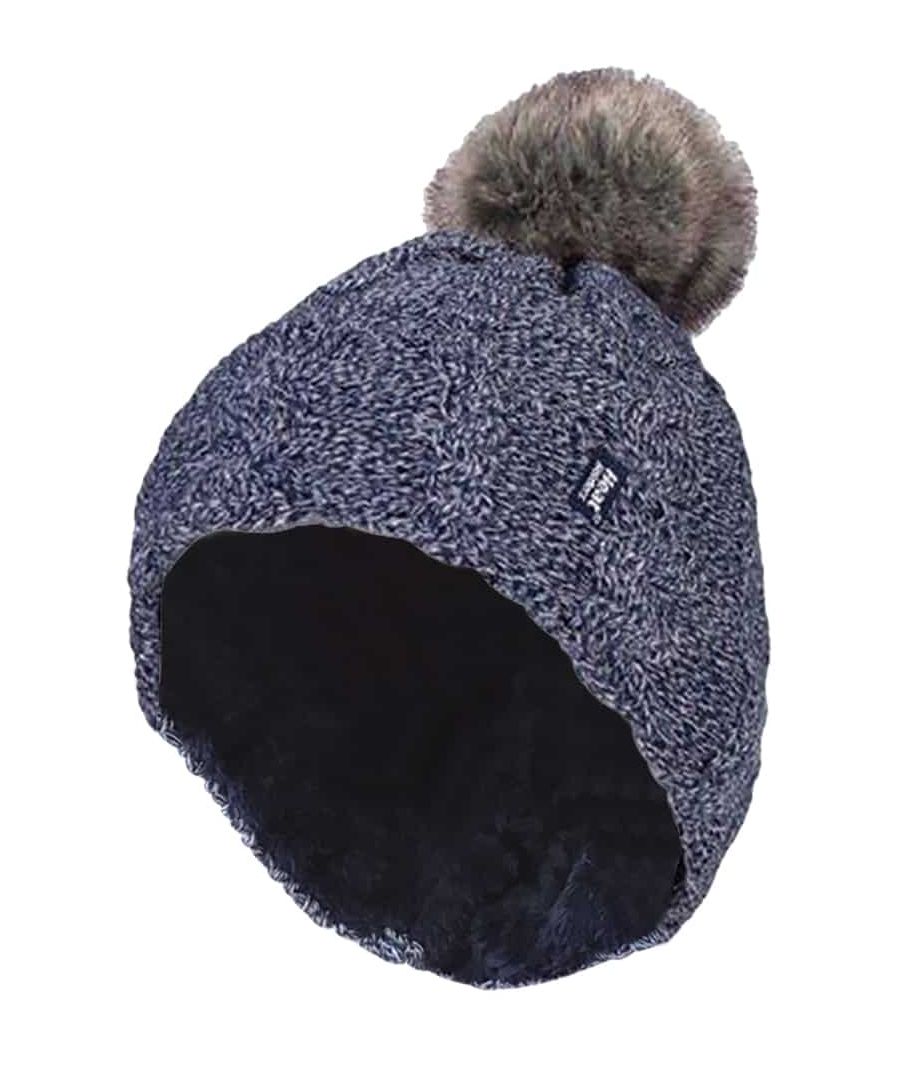 Image for Heat Holders - Ladies Knit Fleece Lined Thermal Bobble Hat with Pom Pom