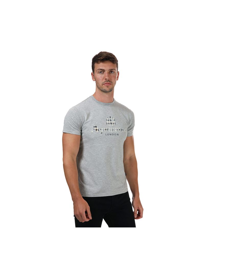 Mens Aquascutum T- Shirt in grey.- Crew neck.- Short sleeves.- Aquascutum logo.- Stretch fit.- Regular fit.- 95% Cotton  5% Elastane. Machine washable.- Ref: TSIA0194