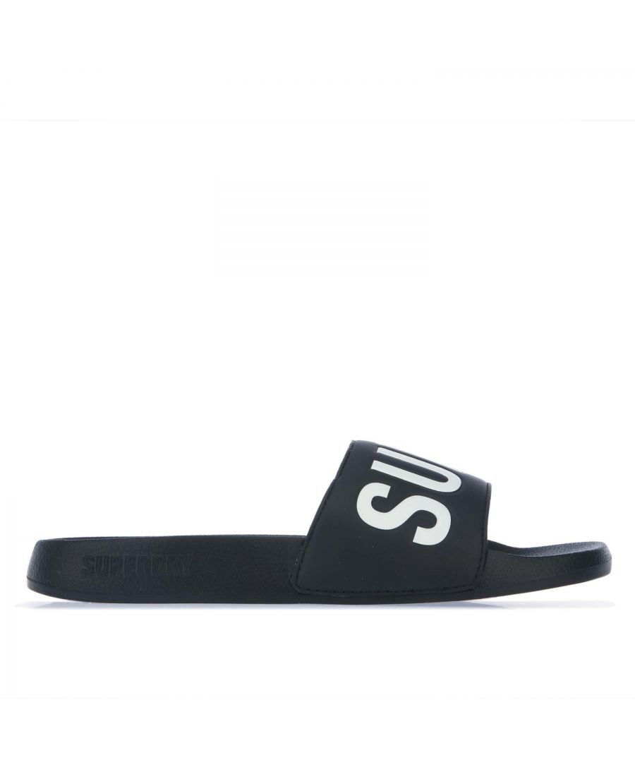 Superdry Mens Code Core Pool Slides in Black - Size X-Large