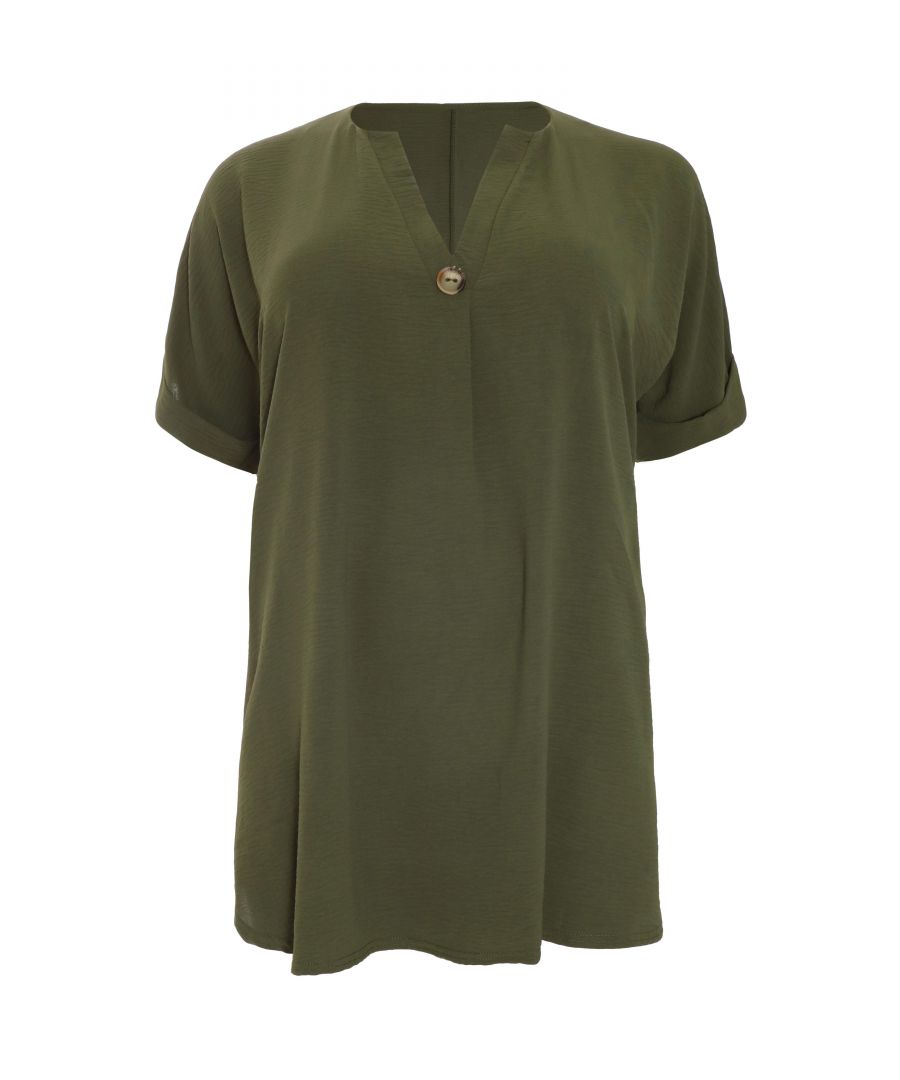 Quiz Womens Curve Khaki Batwing Tunic Top - Green - Size 22 UK