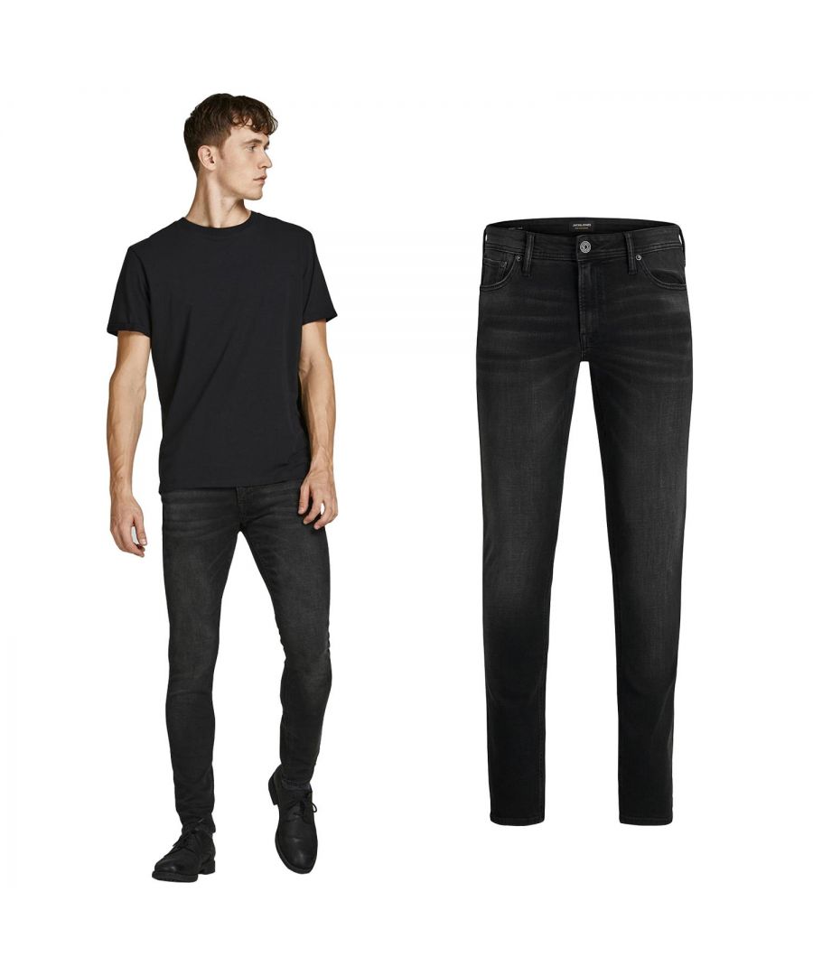 Image for Jack & Jones Liam Original Men's Denim Jeans Low Rise & Skinny Fit, Black