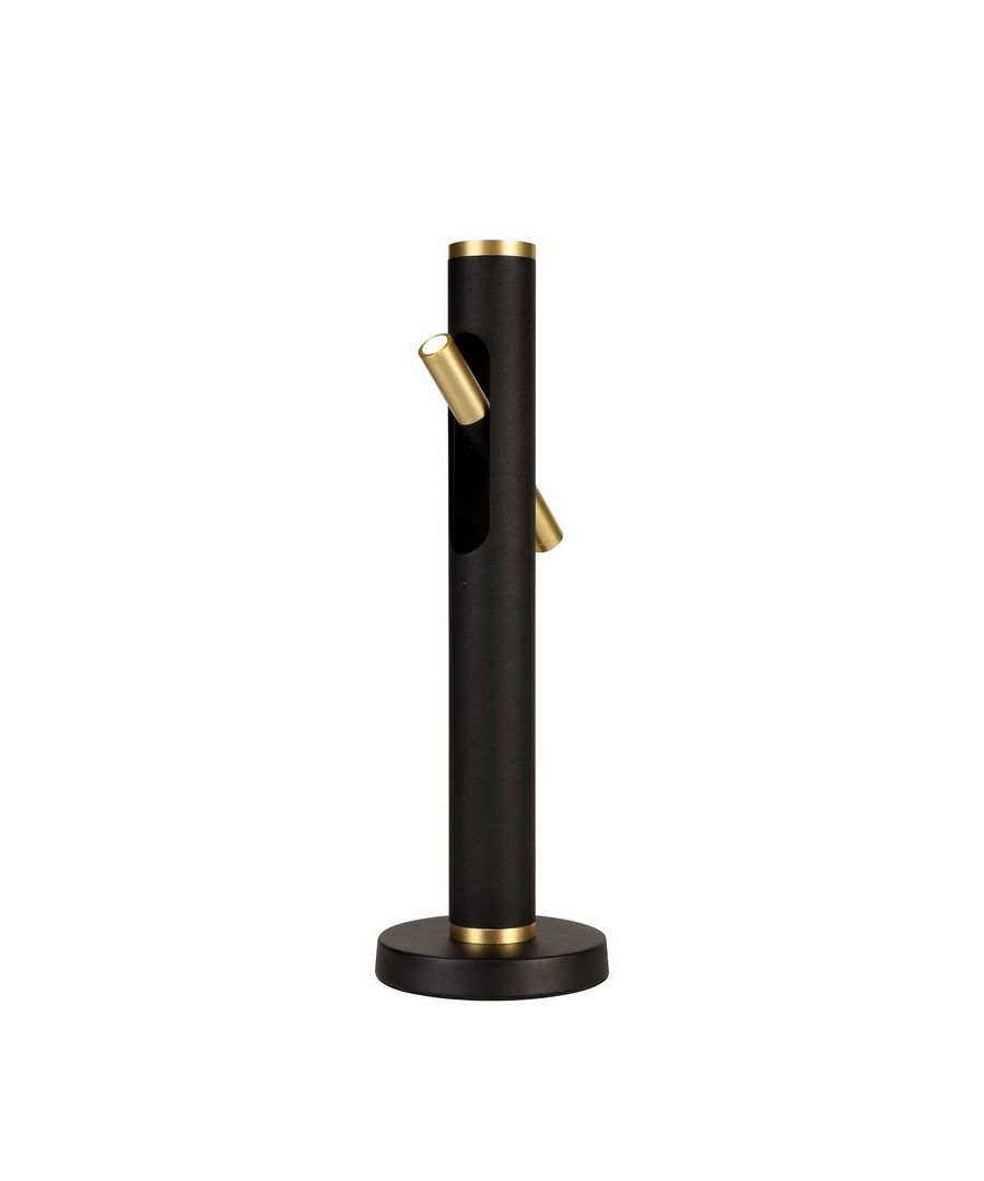 Finish: Sand Black, Gold | IP Rating: IP20 | Height (cm): 50 | Length (cm): 18 | Width (cm): 15 | No. of Lights: 2 | Lamp Type: Integral LED | Kelvin: 3000K Warm White | Lumens: 560lm | Switched: Yes - Inline Switch | Dimmable: No