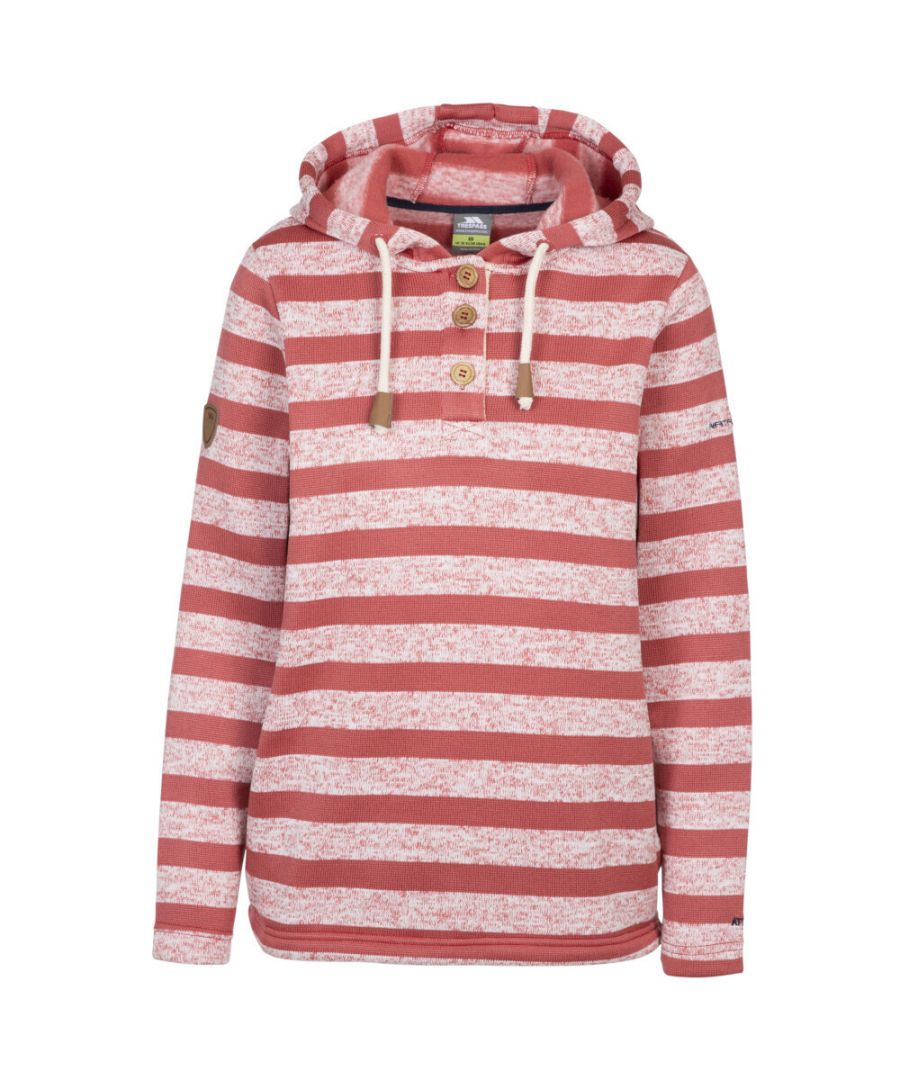Filling Material: 100% Polyester. Lining Material: 100% Polyester. Fabric: Fleece, Woven. 290gsm. Design: Striped. 3 Button Placket, Airtrap. Hood Features: Grown On Hood. Neckline: Hooded. Sleeve-Type: Long-Sleeved. Jacket/Coat Style: Fleece. Fastening: Button, Drawstring.