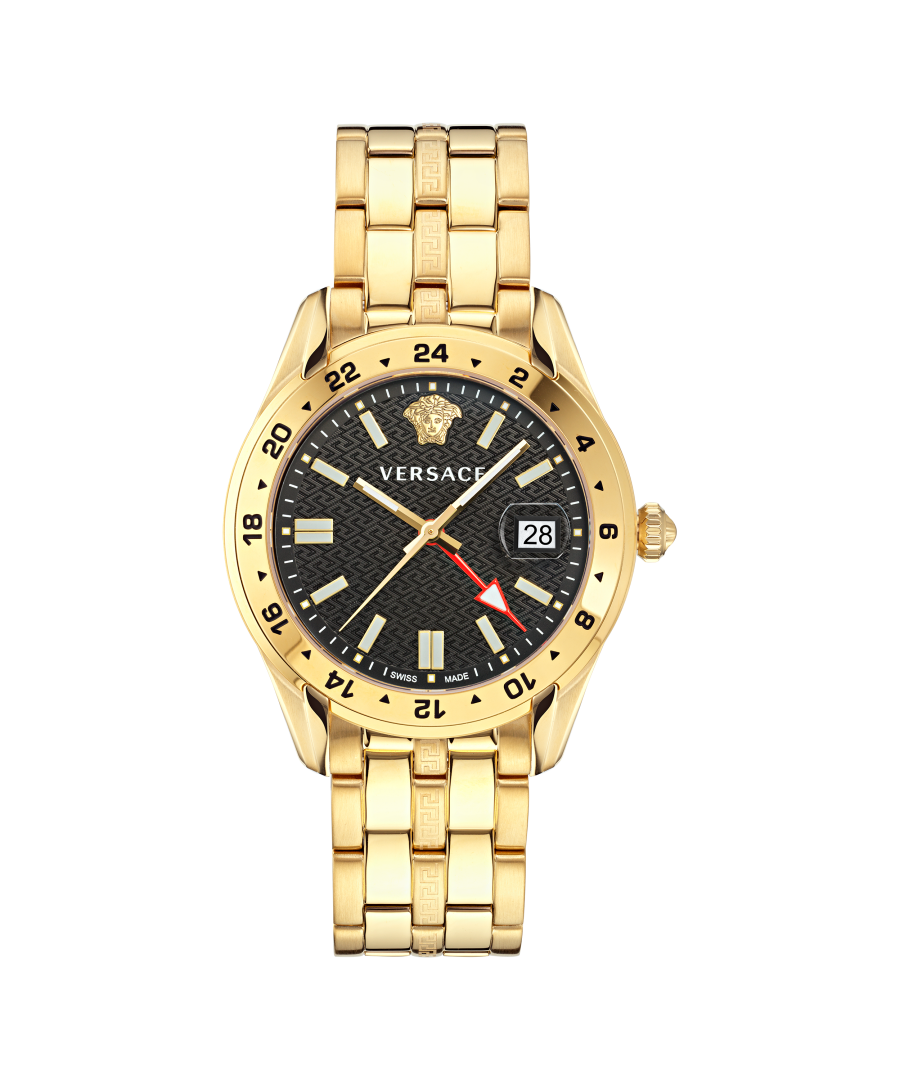 versace greca time gmt mens gold watch ve7c00723 stainless steel (archived) - one size