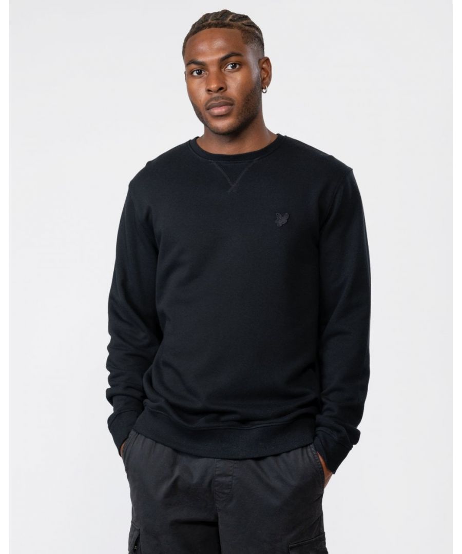 Lyle & Scott Tonal Eagle Mens Crew Neck Sweatshirt - Black - Size Medium