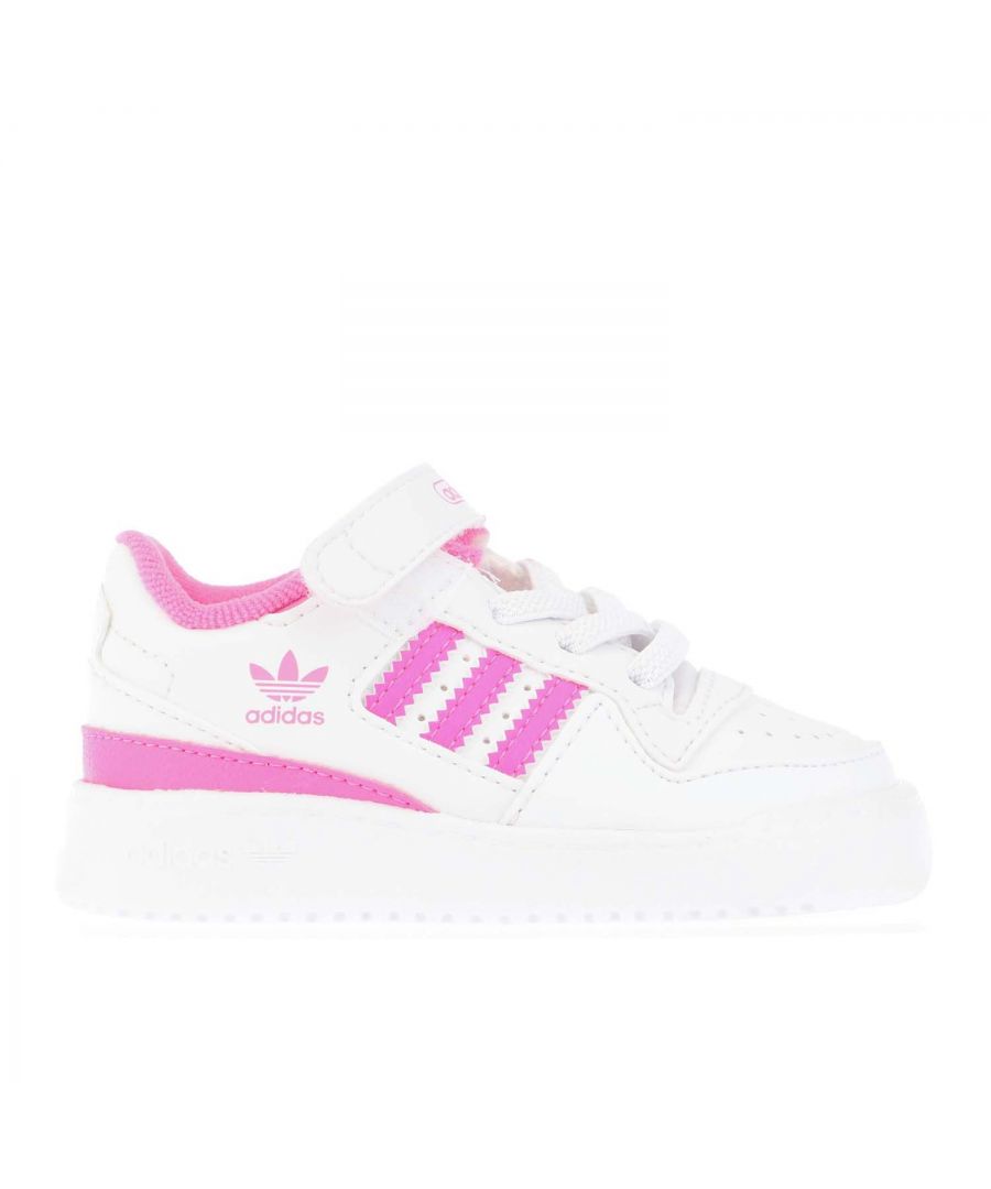Infant adidas Originals Forum Low Shoes in white pink.- Synthetic upper. - Lace closure with adjustable strap. - Rubber outsole. - Synthetic outsole.- Ref.: FY7983I