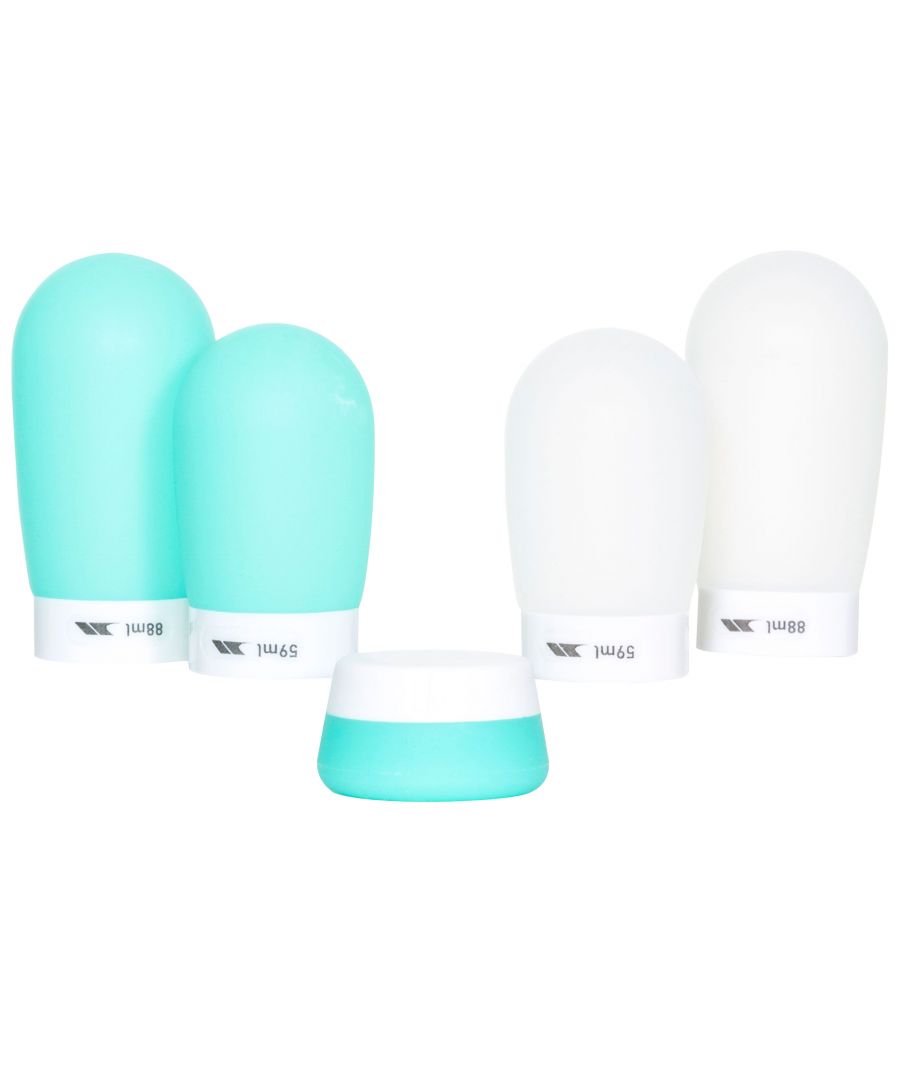 Siliconenflessenset. 2 x 88ml, 2 x 59ml, 20ml kuipje. Transparante PVC-zak.