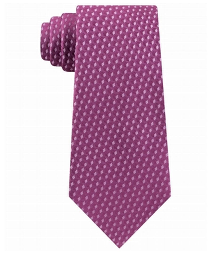 Image for Michael Kors Men's Neck Tie Pink Shadowed Geometric Diamond Slim Silk