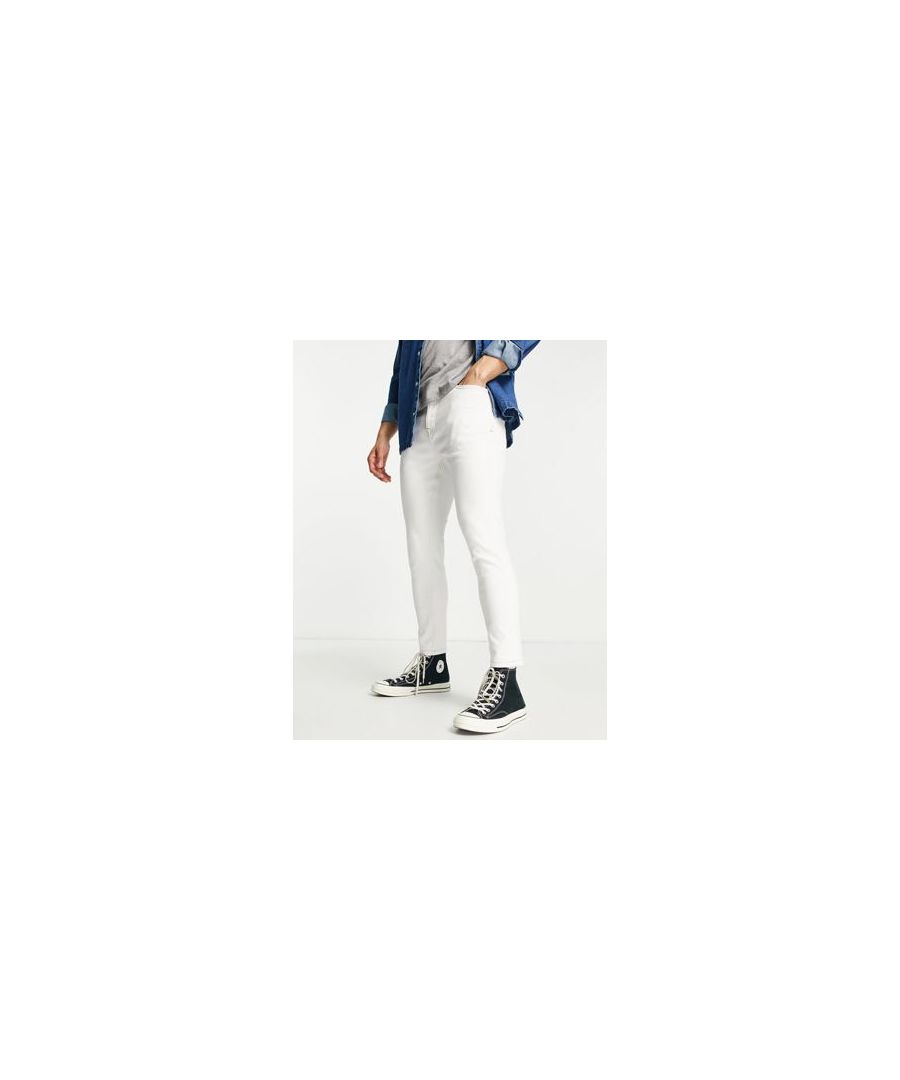 topman mens stretch tapered jeans in white cotton - size 30w/30l