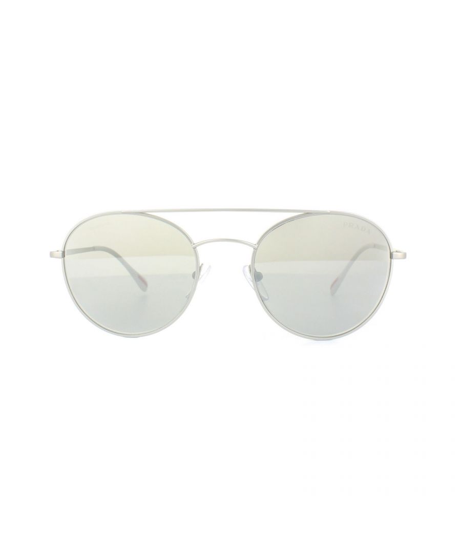 Prada Sport Womens Sunglasses 51SS 1AP2B0 Matt Silver Grey Mirror Metal - One Size