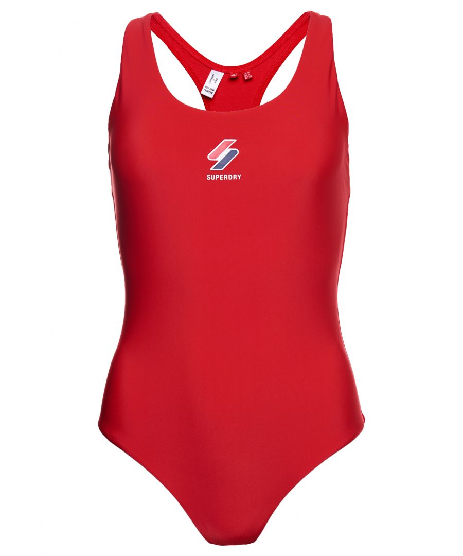 Rock the sporty look even by the pool this season with the Sports Racer Swimsuit.RacerbackPrinted logo