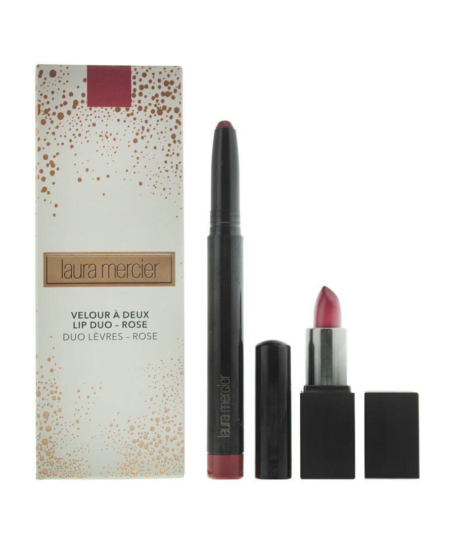 Image for Laura Mercier Lip Duo Rose Gift Set : Lip Colour 2.75g - Matte Lipstick 1.4g