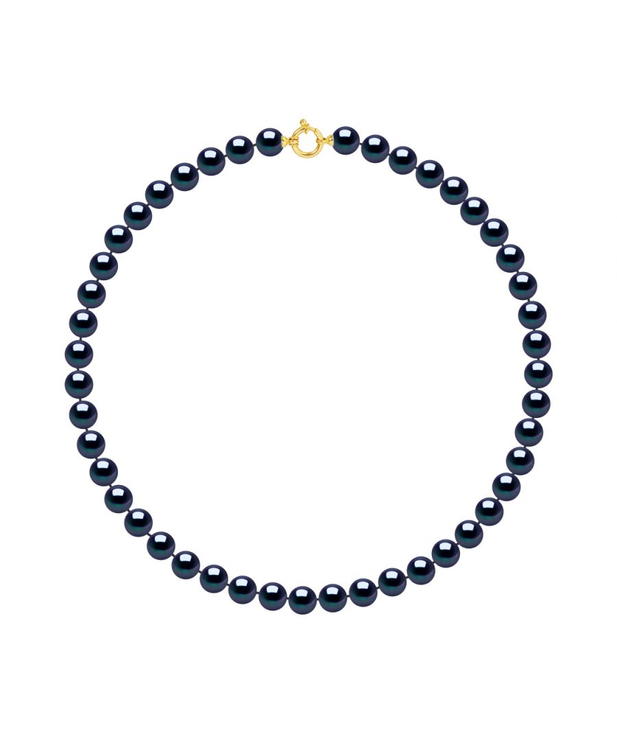 Choker true Cultured Freshwater Pearls 9-10 mm - Black Color Tahitian Style Spring Ring Gold 375 Length 42 cm , 16,5 in - Our jewellery is made in France and will be delivered in a gift box accompanied by a Certificate of Authenticity and International Warranty