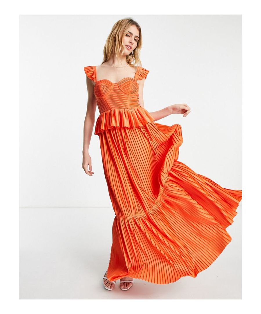 Maxi dress by ASOS DESIGN The kind of dress that deserves attention Sweetheart neck Frill armholes Zip-back fastening Regular fit  Sold By: Asos
