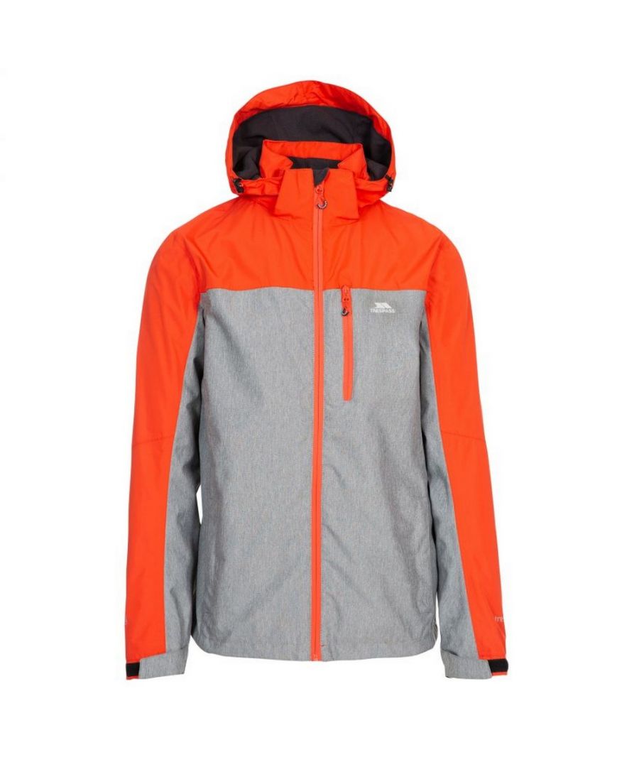 Image for Trespass Mens Zakham Waterproof Long-Sleeved Waterproof Jacket (Orange/Grey)