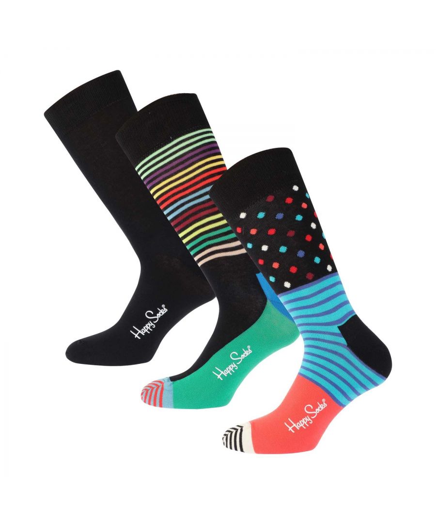Happy Socks 3 Pack Socks Gift Box Set in multi colour.- Reinforced heel & toe.- Combed cotton.- 86% Cotton  12% Polyamide  2% Elastane.- Ref: P000567