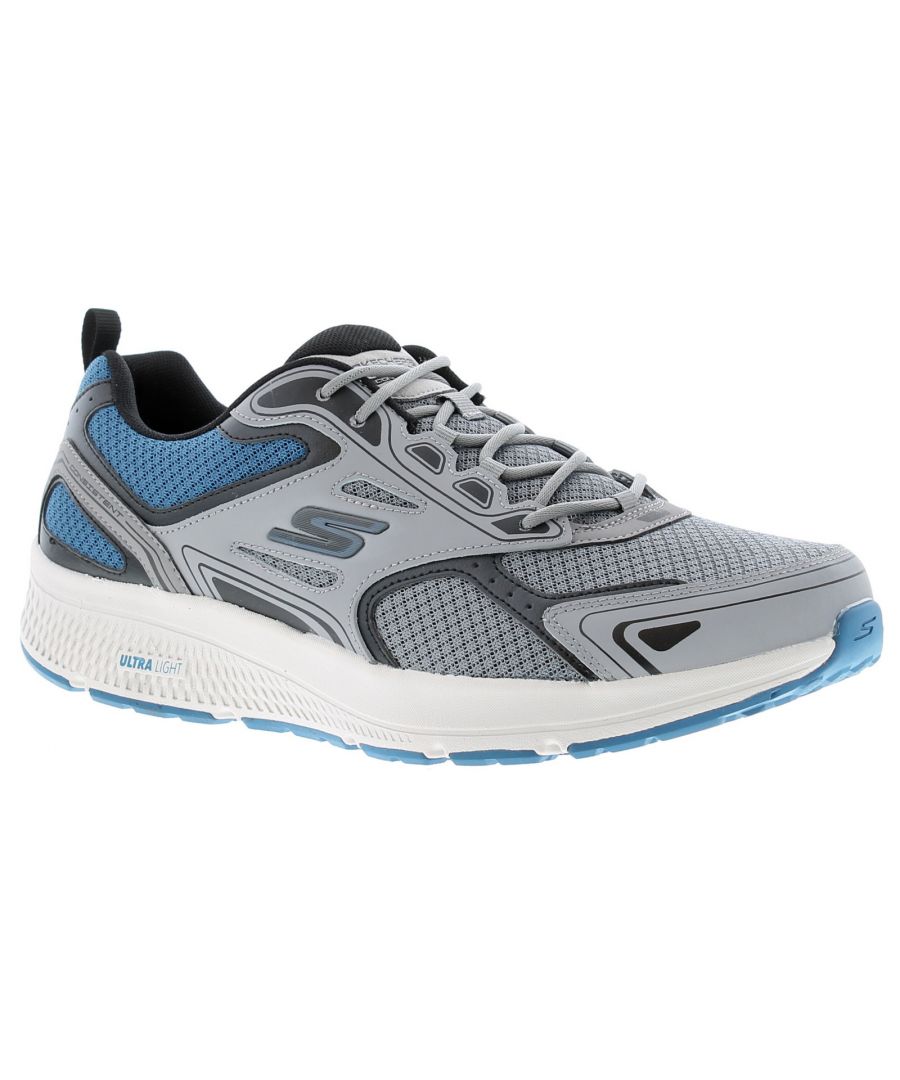 Skechers Go Run Consistent Ve Mens Trainers Grey/Blue. Fabric Upper. Fabric Lining. Synthetic Sole. Mens Gentlemans Sports Running Trainers Casual Comfort Tie Up.