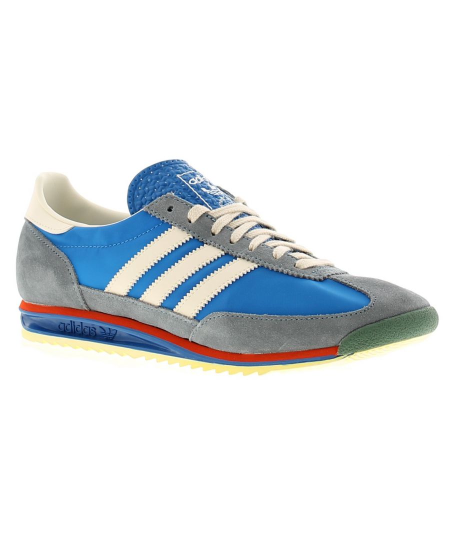 Adidas Originals Sl72 Mens Trainers Blue. Fabric Upper. Fabric Lining. Synthetic Sole. Mens Gentlemens Adidas Sl72 Trainers Lace Ups.