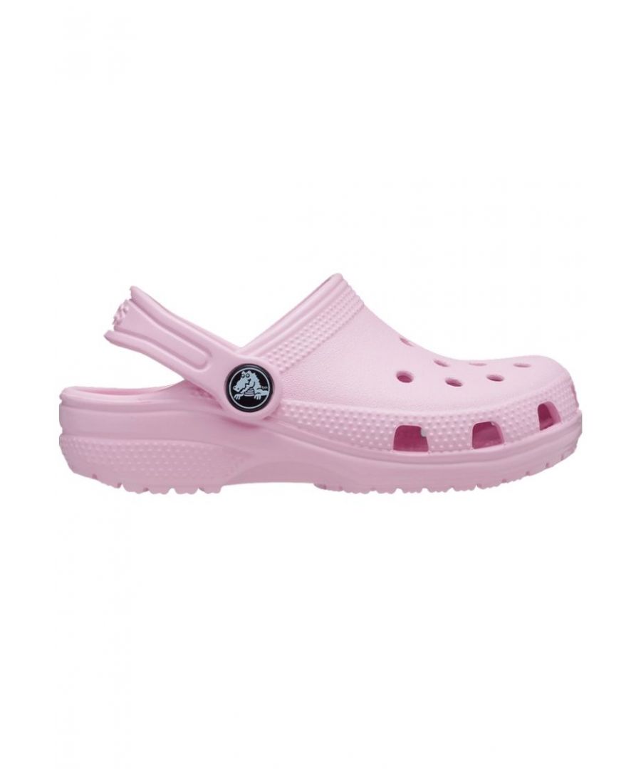 Original. Versatile. Comfortable.\n\nEasy on, easy off! Just like the adult Classic, the kids’ version offers amazing comfort and support, thanks to the light, durable Croslite™ material and molded design. Kids can customize their Crocs clog however they like; ventilation holes accommodate Jibbitz™ brand charms.\n\nKids’ Classic Clog Details:\n\nPivoting heel straps for a more secure fit\nEasy to clean\nCustomizable with Jibbitz™ charms\nIconic Crocs Comfort™: Lightweight. Flexible. 360-degree comfort.