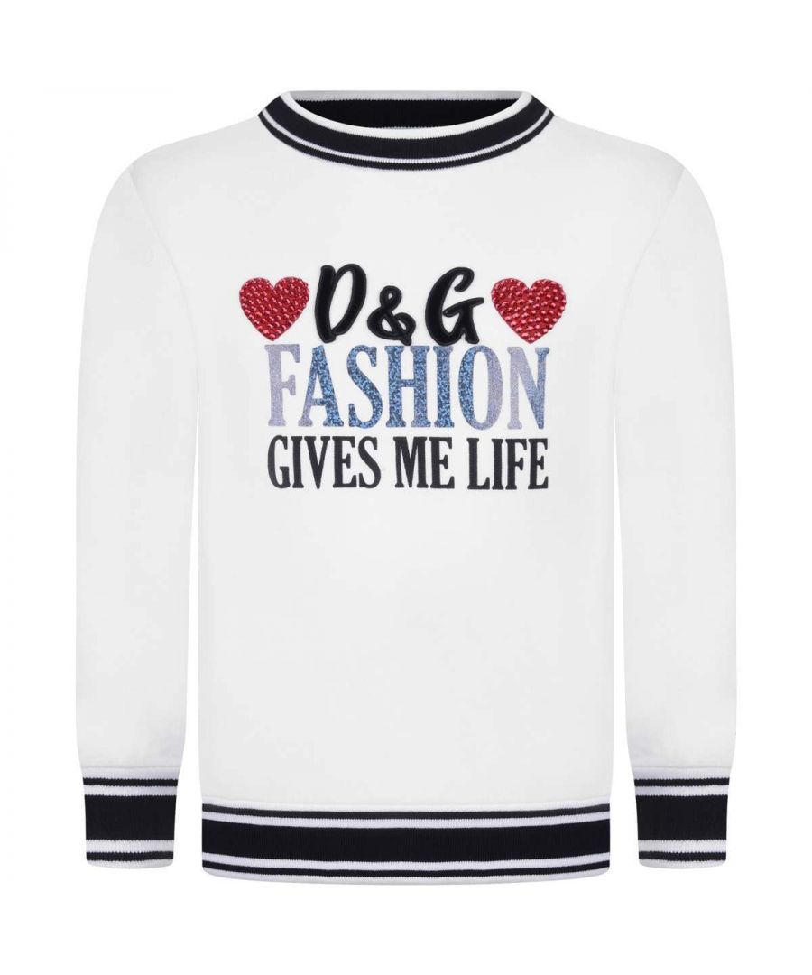 Dolce & Gabbana Girls White Cotton Sweater - Size 6Y