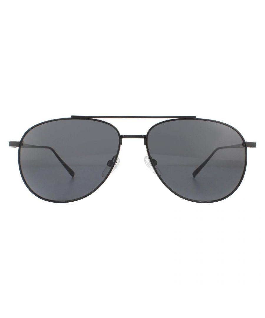 Salvatore Ferragamo Sunglasses SF201S 002 Matte Black Grey are an aviator design crafted from super lightweight metal with ultra thin temples engraved with the Ferragamo logo.