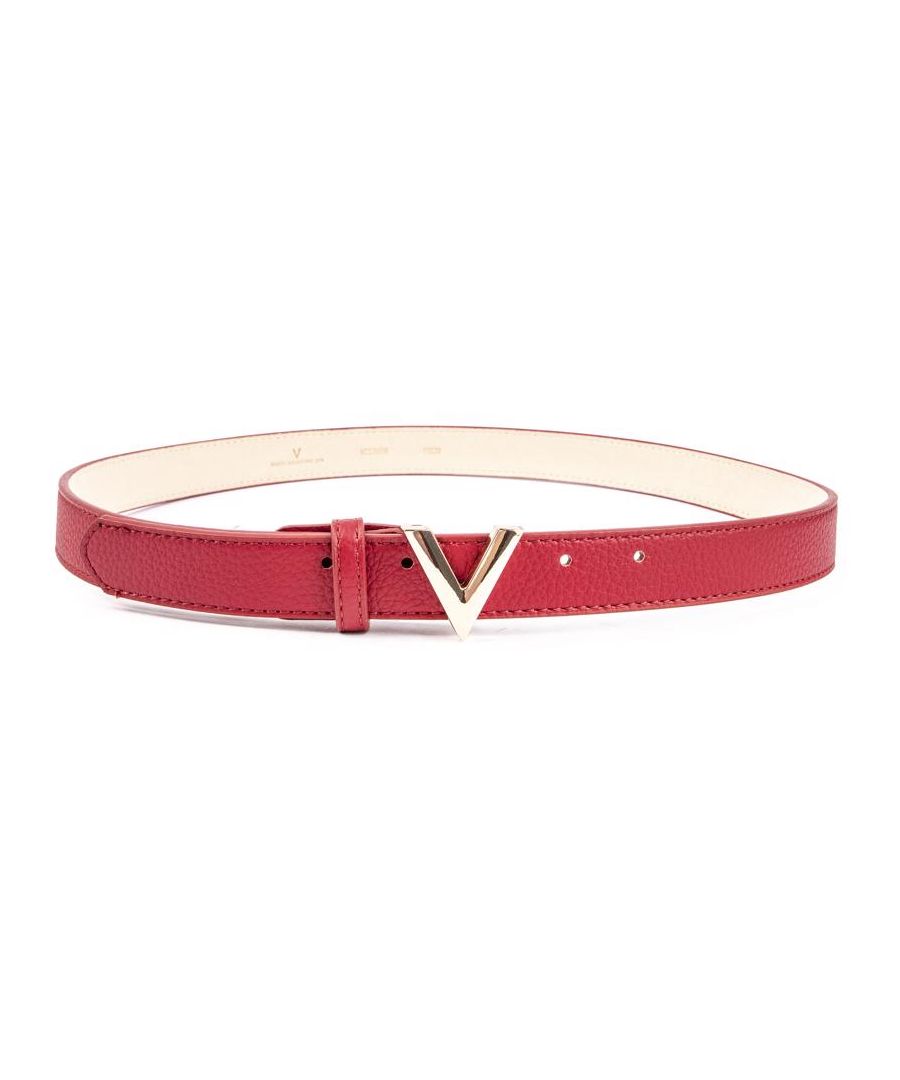 A Designer Belt That Personifies The Best In Italian Design. This Sleek Patent Belt In Red Comes In A Small, Medium And Large Size And Is Designed To Sit Perfectly Around Your Waist. Finished With An Elegant, Stylish, Valentino Metal V-logo.