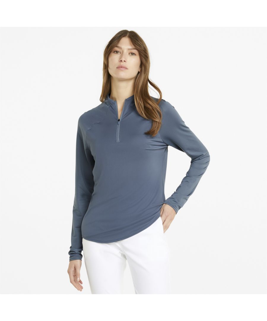 PRODUCT STORY From swinging a driver on the tee to sinking the ball on the green for that all-important birdie, there's a lot to sweat over in golf. But there's no need to let it bother you with this Shine Quarter-Zip Golf Pullover: It contains PUMA's innovative dryCELL moisture-wicking properties to absorb sweat and keep you cool and dry from the first hole to the last. This is a perfect base layer around which to build your golfing wardrobe. FEATURES & BENEFITS dryCELL: PUMA's designation for moisture-wicking properties that help keep you dry and comfortablemiDori®: Made with the bio-based finishing treatment miDori® bioWick. DETAILS Quarter-zip necklineVisible seams