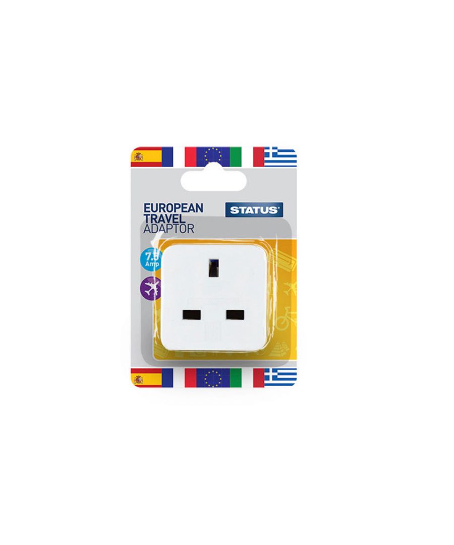 Status European Travel Adaptor is an ideal travel accessory.  This Status European Travel Adaptor is compact travel adaptor that can be used in Europe to adapt UK plugs to European mains sockets. The compact size makes it ideal to pack with your holiday luggage.  Ideal for indoor power applications.  Constructed of high-quality materials for long-lasting durability.  Supplied in a blister pack.  Recyclable materials.  CE certified.