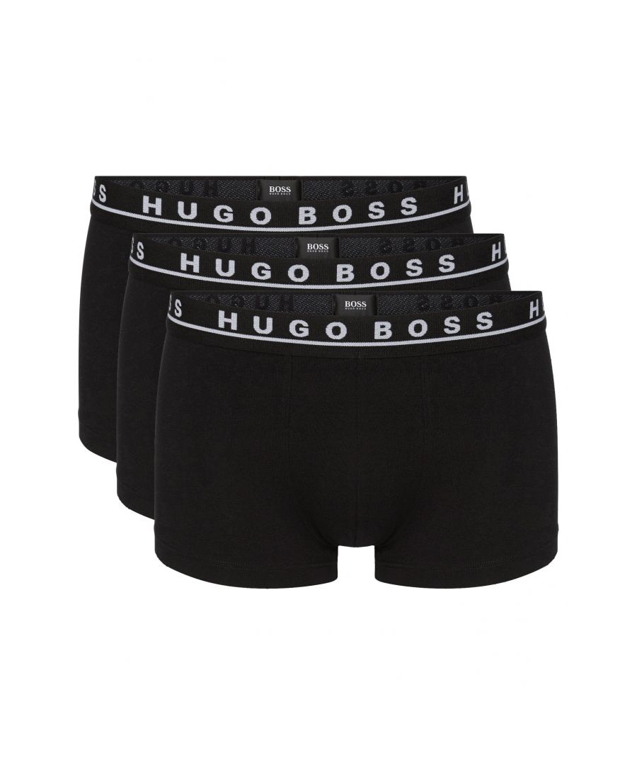 Image for Hugo Boss Three-Pack of Stretch-Cotton Trunks with Logo Waistbands, Assorted