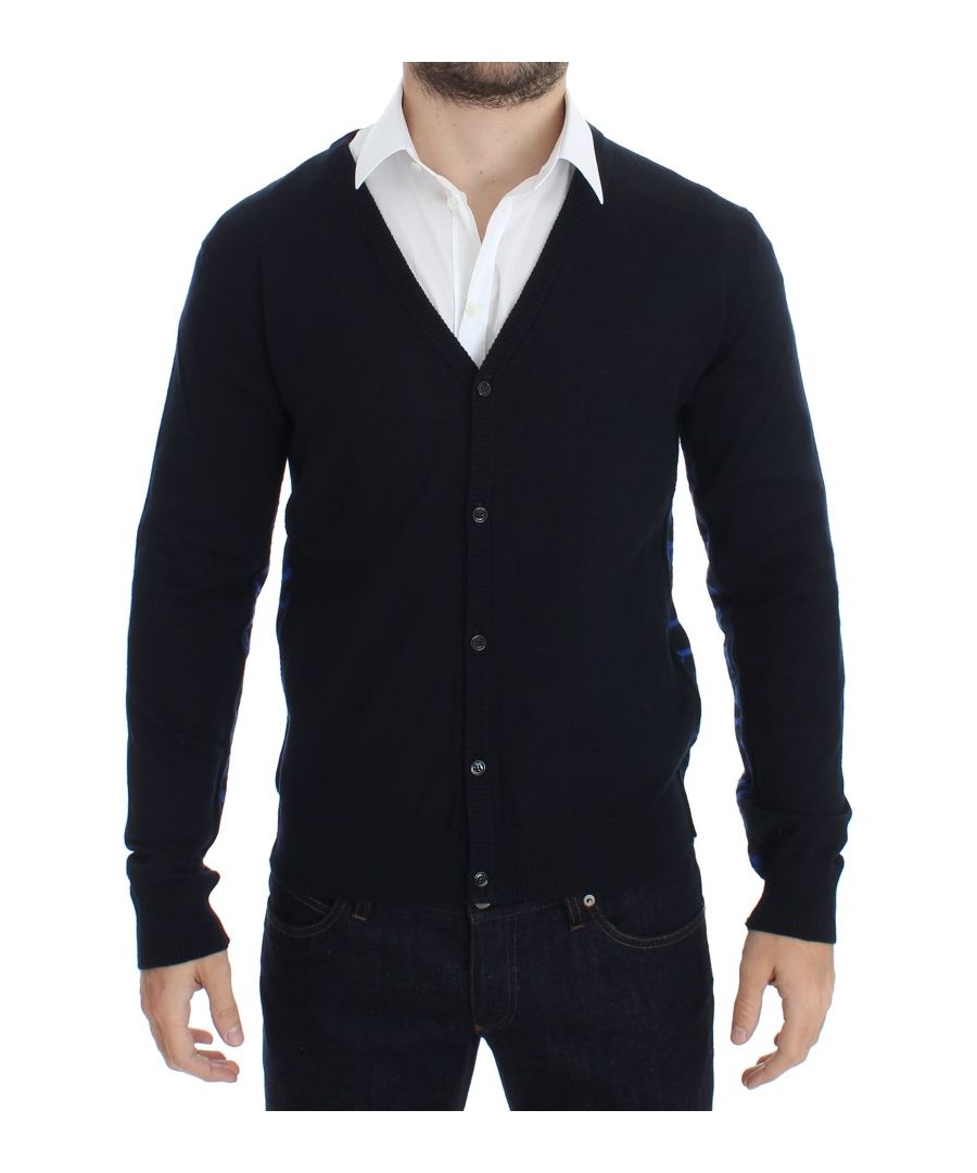 Image for Galliano Blue Wool Button Down Logo Cardigan