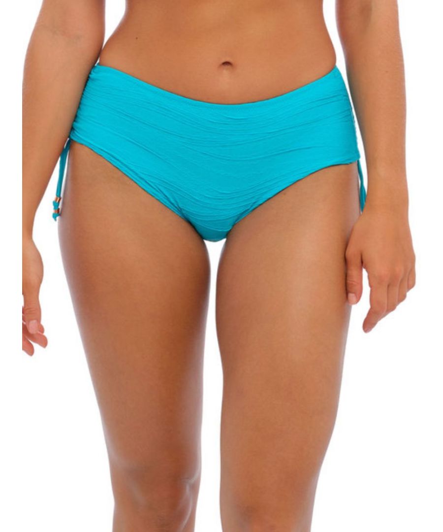 Fantasie Beach Waves Bikini Short. Ruched tie sides to flatten the tummy area.  The product is recommended for hand wash only.