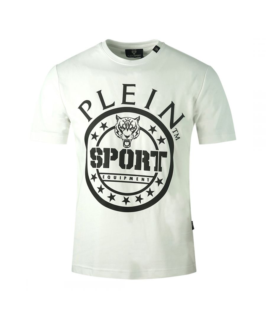 Philipp Plein Sport Circle Logo White T-Shirt. Philipp Plein Sport White T-Shirt. 100% Cotton. Plein Branded Logo. Plein Branded Badges. Style Code: TIPS128 01