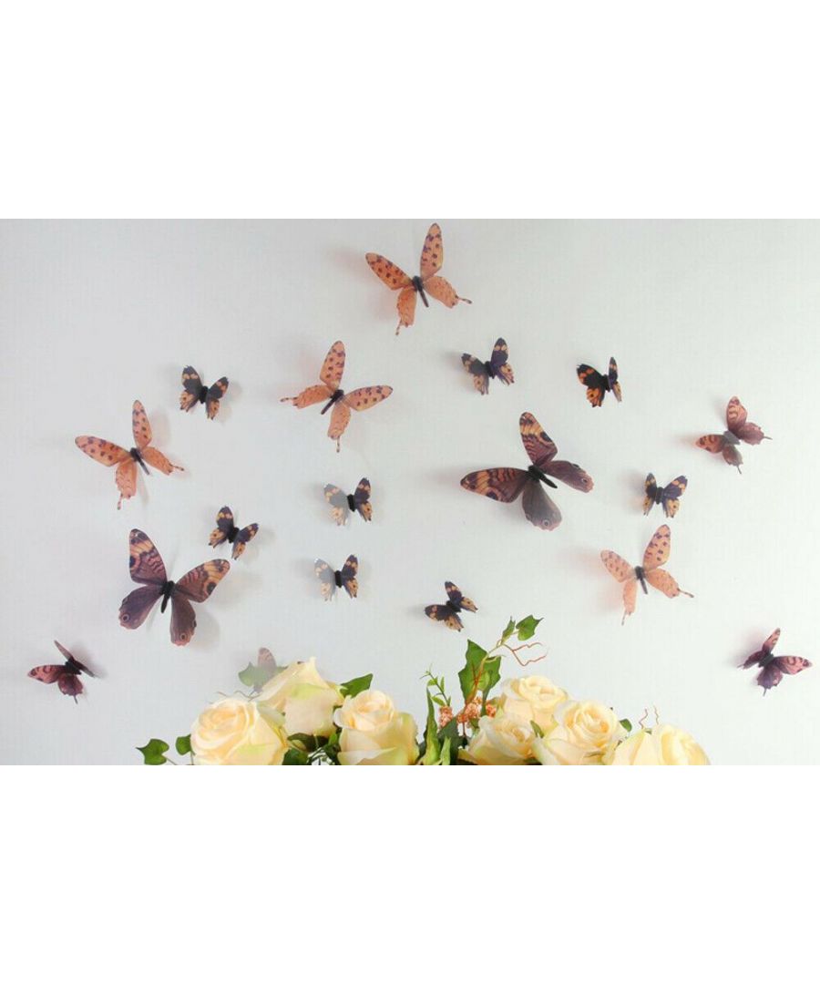 Image for Streak Butterfly Brown, Wall Stickers, Living Room, Butterflies Decoration 18 Pcs
