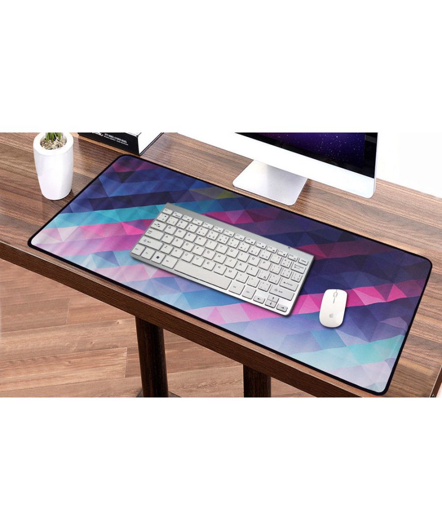 Kaleidoscope Pattern Anti-Slip Keyboard Mat Laptop Computer Extended Gaming Mouse Pad\n\nLarge size design gaming mouse pad which is more than 3 mm thick to help you get a better operating experience when playing games. On the desk, it can prevent the keyboard and mouse sliding, so that the mouse will be more smoothly to reduce the error operation. It is a good companion on the computer desk.\n\nKey Features: \n\n    Material: Rubber and cloth. Thick, comfortable, firm, mouse pad using premium materials. It has a waterproof coating to prevent damage from drinks and it can simply wash in hand\n    High Quality Anti-Fraying Stitched Frame: The edge of the mouse pad using precision locking process, ensures it doesn't fray or fall apart or no cracklike other mouse pads\n    Smooth Surface: Smooth surface designed for optical mice, no skipping, ensures fast smooth movement while maintaining speed and control during gaming,it improves tracking mouse movements, great for big screens\n    Anti-Slip Rubber Base: The bottom of the mouse pad features a non-skid backing so it stays firmly in place\n    Size: 600mm x 300mm x 2mm/23.62
