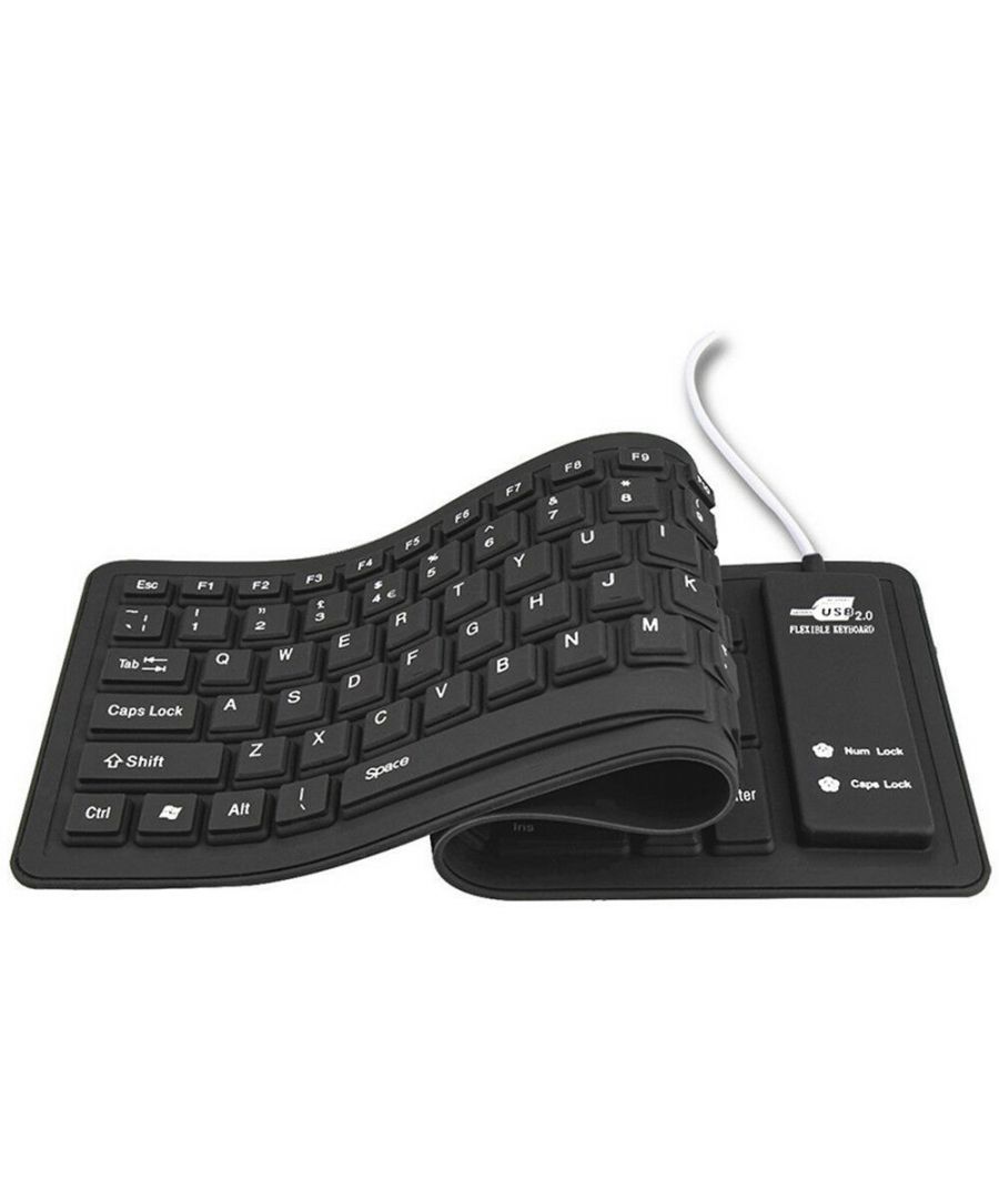 Flexible Mini Portable Roll Up Soft Silicon Keyboard Waterproof  - Black\n\nThis flexible roll-up keyboard is soft, foldable, silent, waterproof, dust-proof, lightweight, portable and easy to store. This keyboard accords with your usage habits, Compatible with all Computer, Notebook, Laptop [Windows 2000/XP/Vista/7/8/10, Mac OS.  It is made of high intensity and high elasticity silicone gel, non-toxic and odourless. The soft keys give you unprecedented typing feeling, which is easy to get used. The soft silicone allows you to fold it or roll up freely, super convenient for bringing anywhere.  No additional keyboard cover skin required, food crumbs or dust can be easily cleaned thoroughly. Easily clean the silicone keyboard with water. (Not including usb line and circuit board.)  The soft material allows discreet silent typing experience. No typing sound design makes you have a quiet working environment and avoids disturbing others. At night, your family can have a good sleep and you can keep working.  \n\nKey Features:\n\n    Portable, Durable and Comfortable  \n    Ultra slim and compact, this keyboard is perfect for travel, school, or any working environment. Quiet keystroke is a good match for library use.  \n    Convenient for taking along after rolled up. Easy for operation and storage. This multimedia flexible keyboard makes your web surfing a breeze.  \n    Unique design and production process provide amazing usage experience, keys are quiet, stable, soft, and responsive, can be used in silent environment without disturbing other people.  \n    Plug and play, no driver required, compatible with all computer, notebook, laptop (Windows XP, 2000, Vista, 7, 8, 10, Mac OS) . Meanwhile support OTG function for Android phones. \n\nTo protect the keyboard and extend service life, pls use the product properly and follow the tips below \n\n    This product cannot be contacted with oil or organic impregnate like actone. \n    Do not place heavy objects on in a long time; It cannot be pressed when it was rolled. \n    Do not pull or twist it, suggest rolling up the keyboard instead of folding hard when in need. \n\nSpecification :\n\n    Power Supply: USB Interface \n    Size: 40.5 x 12.5CM \n    USB wire length: 1.5M \n    Keyboard Button: 103 Keys