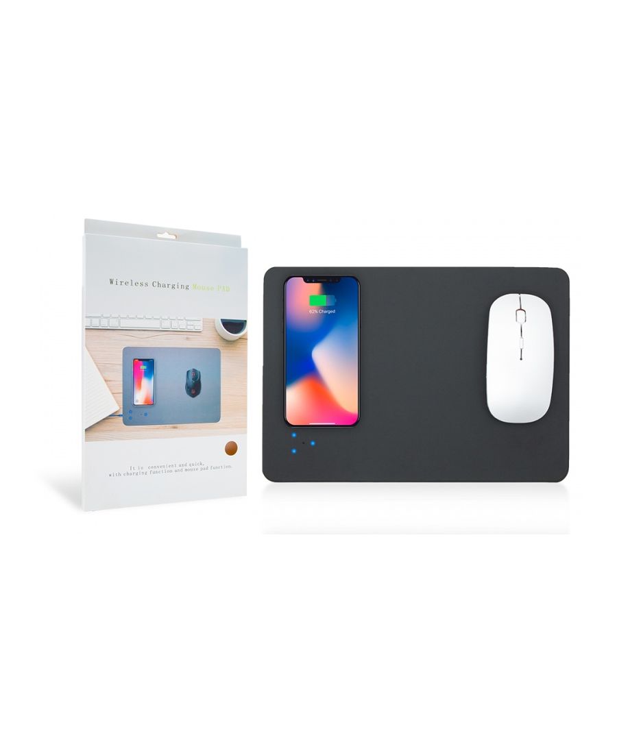 Aquarius Wireless Charging Mouse Mat\n\nThis wireless charger + mouse pad allows you to work conveniently making it a top choice for business and home.  It is made of plastic and PU leather so no smell, no peeling and it is durable to use.  Simply place your device with QI receiver ready directly onto the mouse mat charging area, and your phone begins to charge.  \n\nKey Features:\n\n     Mouse mat and QI wireless charger 2 in 1 design, takes up less space on your desk\n     With a USB port, easily charge the mat via PC or wall charger (not included)\n     Product Dimensions :- 27x19x0.5cm