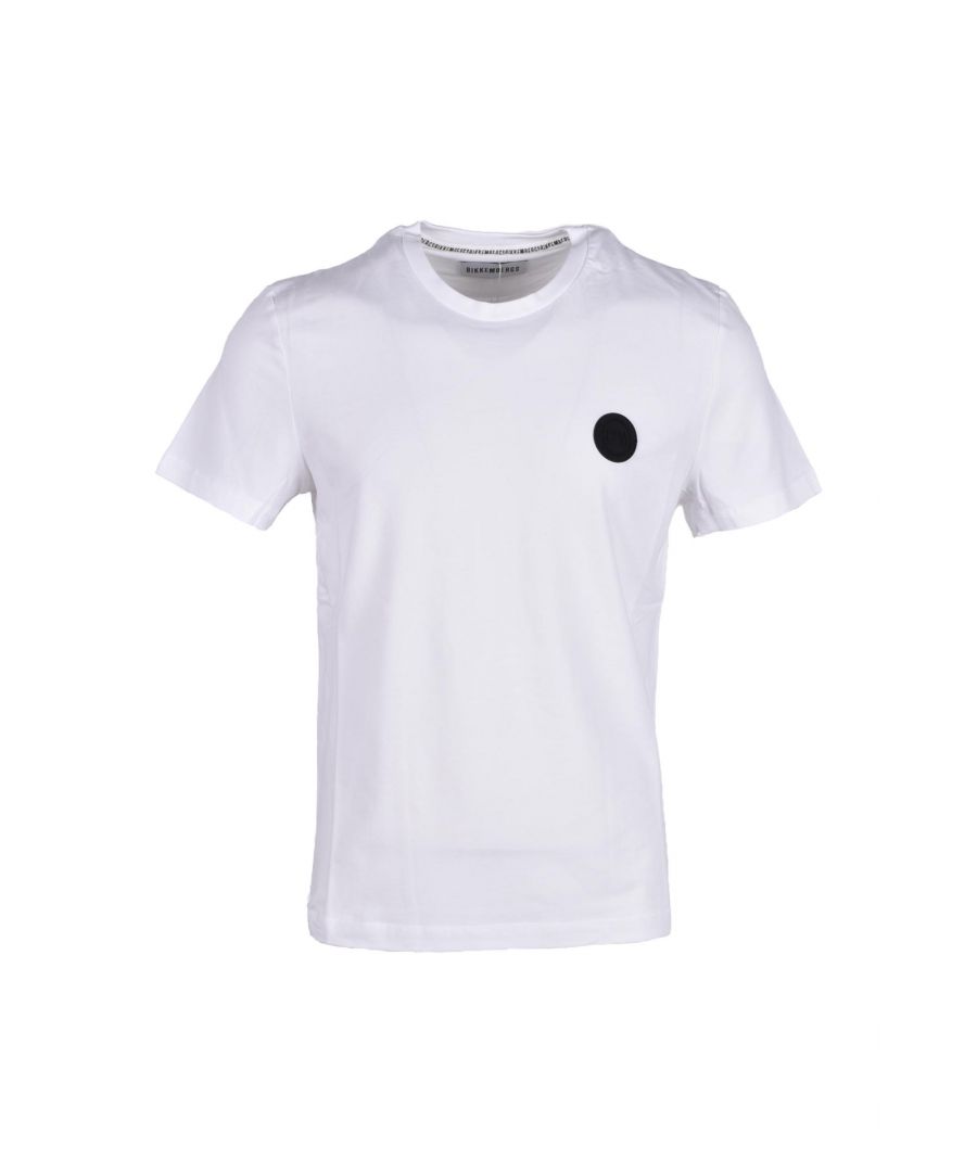 Brand: Bikkembergs Gender: Men Type: T-shirts Season: Fall/Winter  PRODUCT DETAIL • Color: white • Pattern: print • Sleeves: short • Neckline: round neck  COMPOSITION AND MATERIAL • Composition: -93% cotton -7% elastane  •  Washing: machine wash at 30°